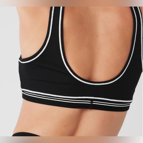 Alo Yoga NWT Airbrush Heart Throb Sports Padded Bra Black/White Size S - Picture 3 of 11